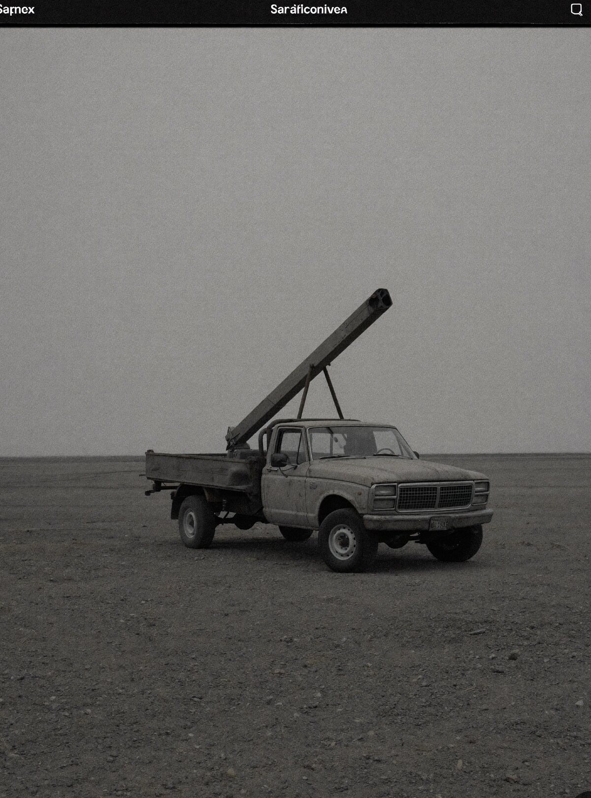A contractor truck parked alone in an empty lot